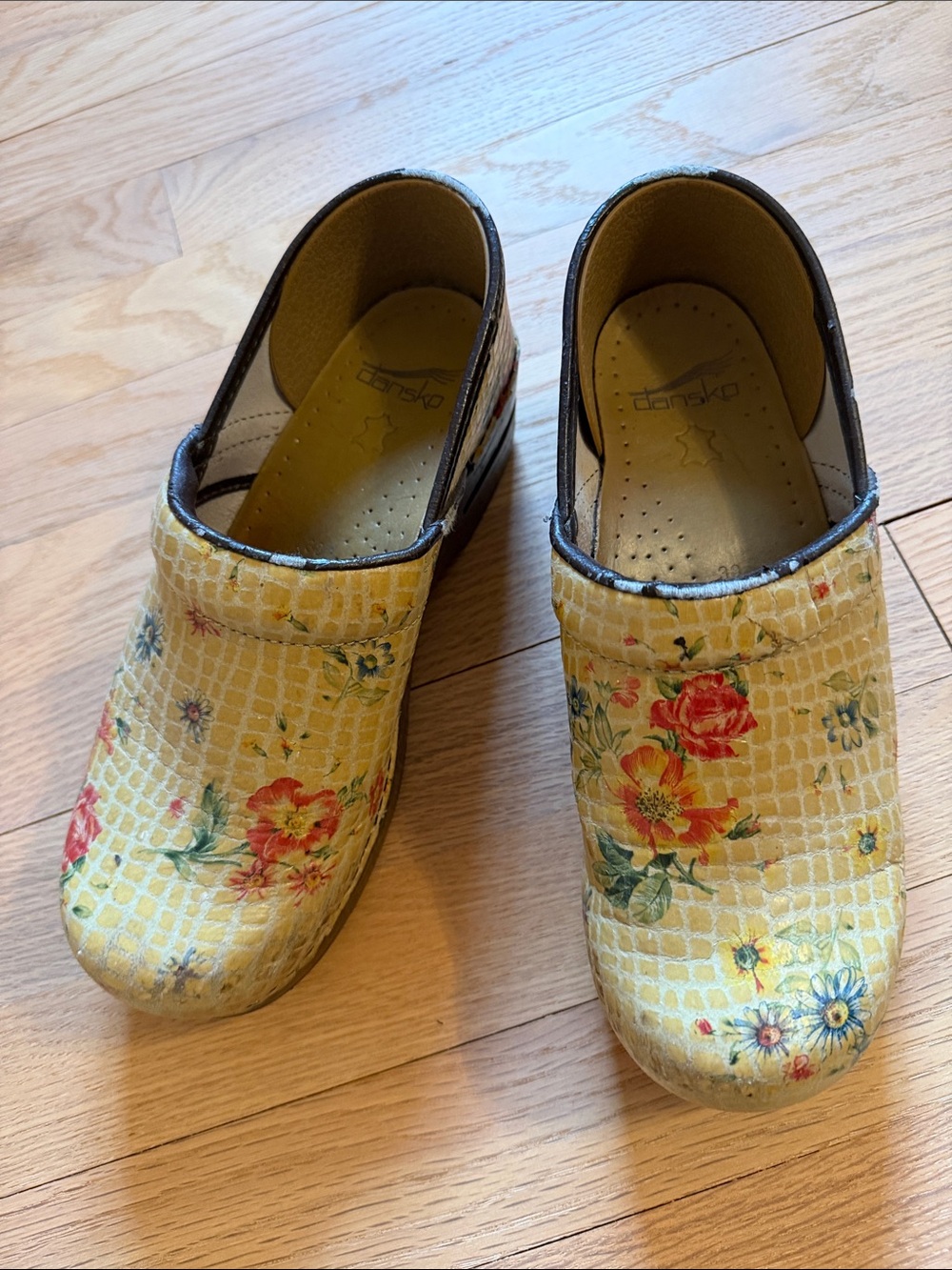 Dansko Yellow Floral Slip-On Clogs